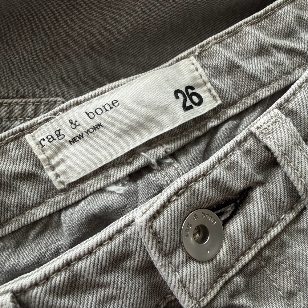 Rag & Bone High Rise Wide Leg Ankle Jeans Raw Hem Size 26 - Picture 6 of 9